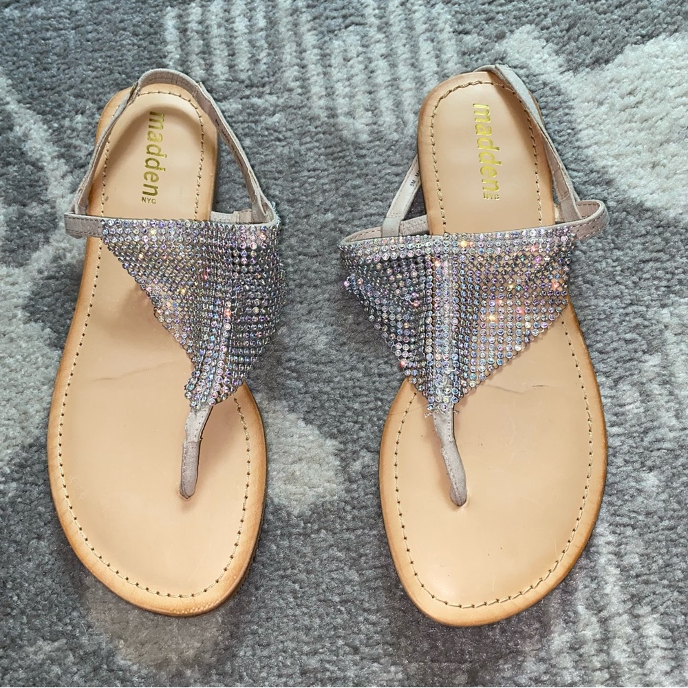 Madden NYC Sarrah Silver Rhinestone Sparkle Sandals